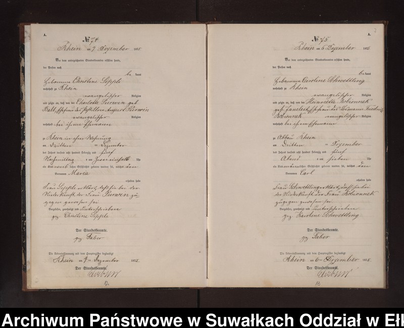 image.from.unit.number "Geburts-Neben-Register des Preussischen Standes-Amtes Rhein Kreis Lötzen"