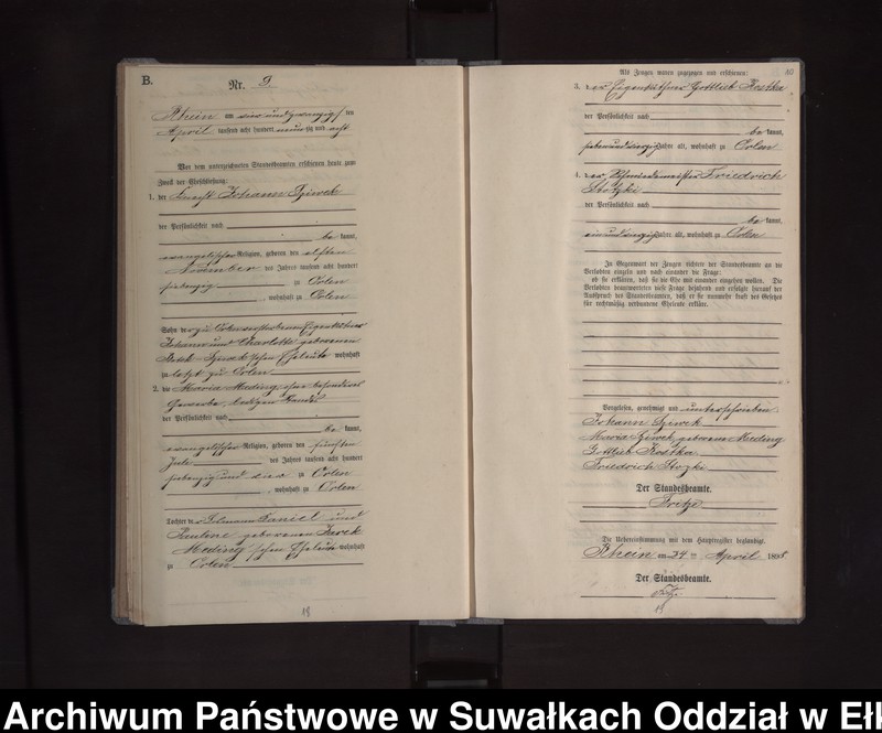 image.from.unit.number "Heiraths-Neben-Register des Königlichen Preussischen Standes-Amtes Orlen Kreis Loetzen"