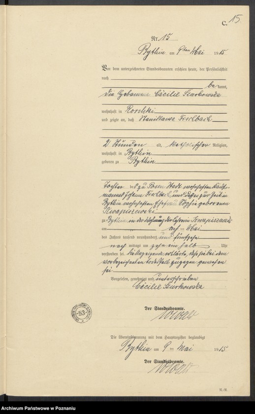 Obraz 17 z jednostki "Sterbe-Neben-Register"