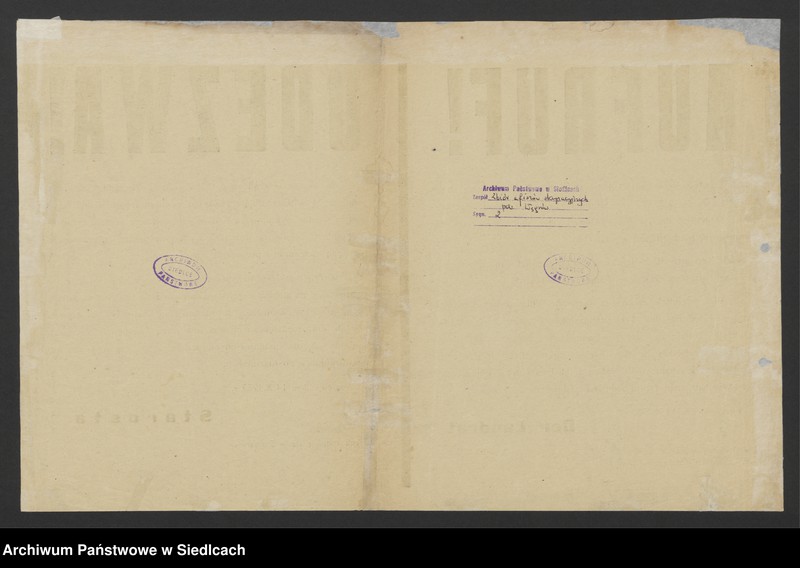 Obraz z jednostki "Odezwa Aufruf! Węgrów 14 października 1939 r. Informuje, że władza wykonawcza na skutek Zarządzenia Szefa Zarządu Cywilnego została powierzona staroście, który oczekuje od społeczeństwa posłusznego wykonania wydawanych zarządzeń. Wszelkie przeciwstawianie się będzie karane."