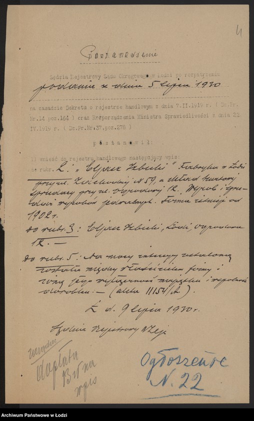 Obraz 6 z jednostki "Eljasz Izbicki- wyrób i sprzedaż wyrobów jedwabnych"