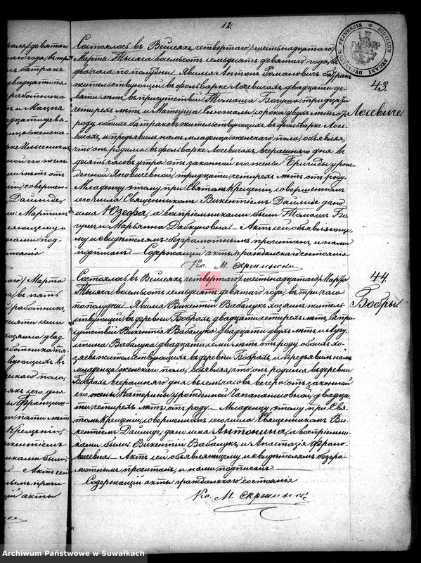 Obraz 20 z jednostki "Duplikat aktov rodivšichsja, umeršich i brakosočetavšichsja vejsejskogo rimsko-katoličeskogo prichoda na 1879 god"