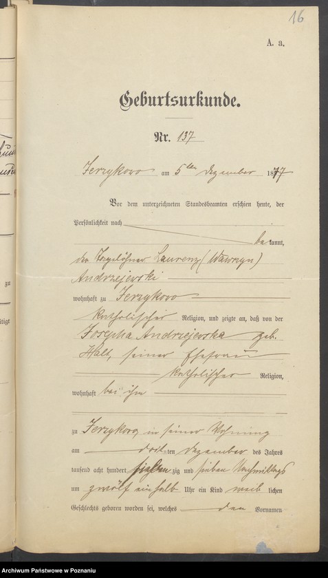 Obraz 18 z jednostki "Die von den Verlobten beigebrachten Urkunden zur Eheschliessung pro 1900"