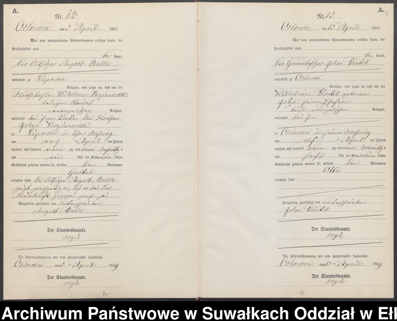 image.from.unit.number "Geburts-Neben-Register des Preussischen Standes-Amtes Orlowen Kreis Loetzen"