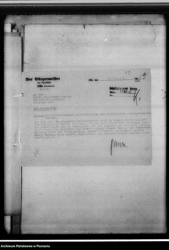 Obraz 14 z jednostki "[Sprawy związane z organizacja i działalnością Miejskiego Urzędu do Spraw Genealogicznych w Lesznie]"