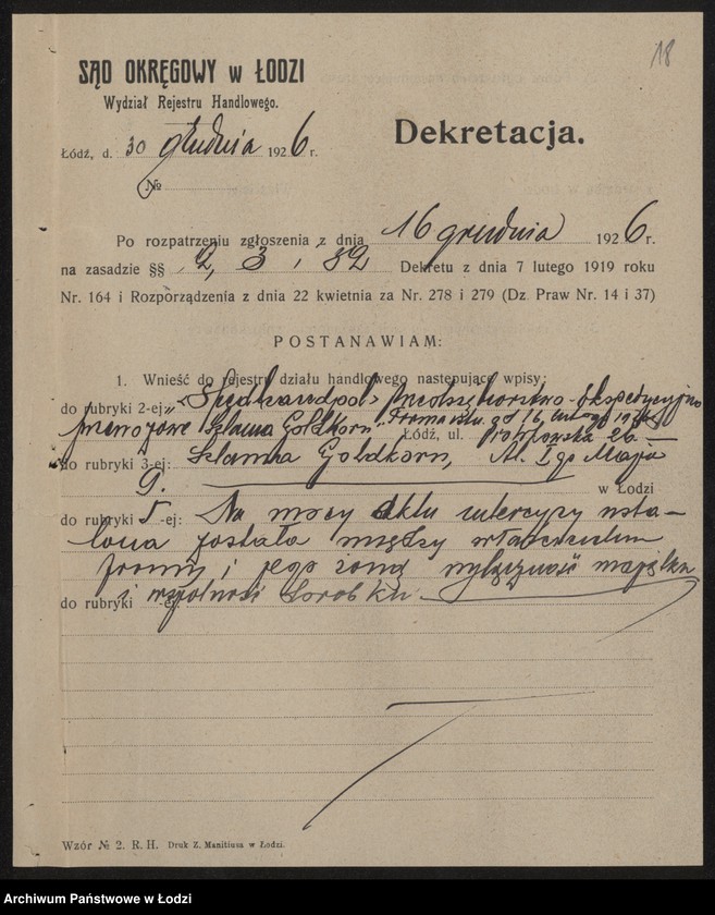 Obraz 20 z jednostki "„Spedhanpol” – Szlama Goldkorn – przedsiębiorstwo ekspedycyjno-przewozowe"