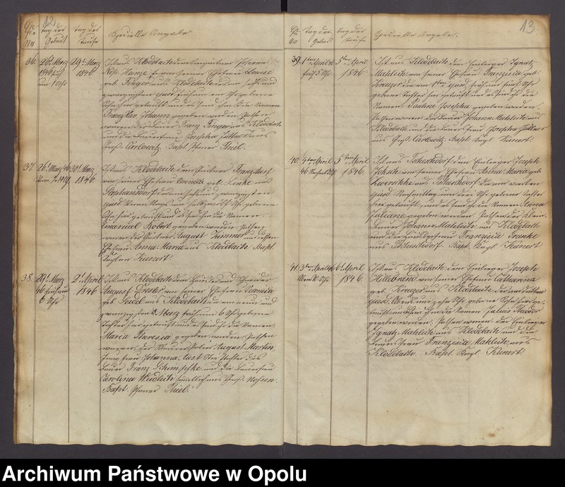 image.from.unit.number "Duplicat der in der katholischen Parochie Gross-Carlowitz Ottmachauer Archipresbyterats Grottkauer Kreises stattgefundenen Taufen, Traungen und Begräbnisse pro 1846"