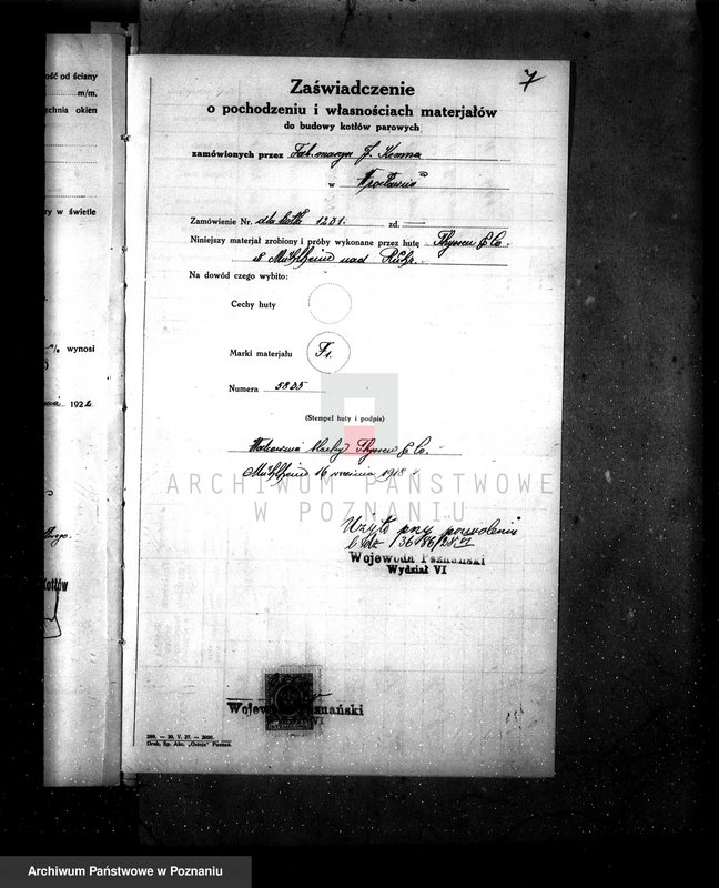 Obraz 11 z jednostki "Majętność Boguszyn pow. jarociński nr fabr. kotła 1232 nr woj. kotła 6120"