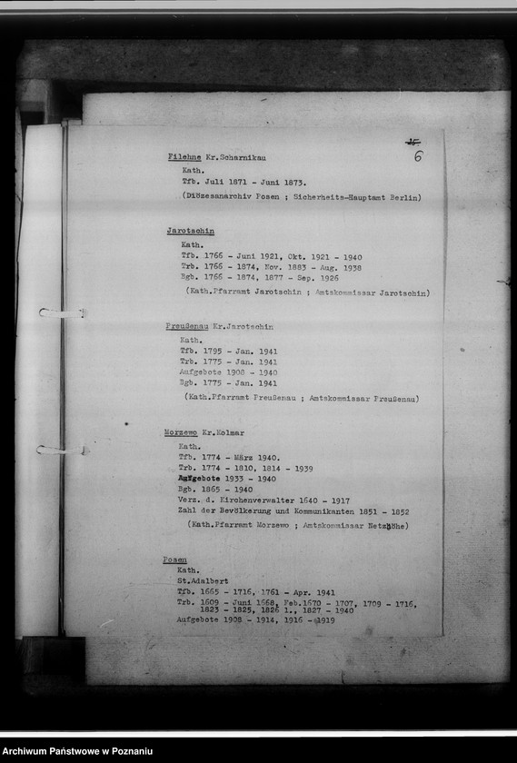Obraz 10 z jednostki "Zugangsverzeichnis des Kirchenbuch-Magazins [na terenie tak zwanego Kraju Warty]"