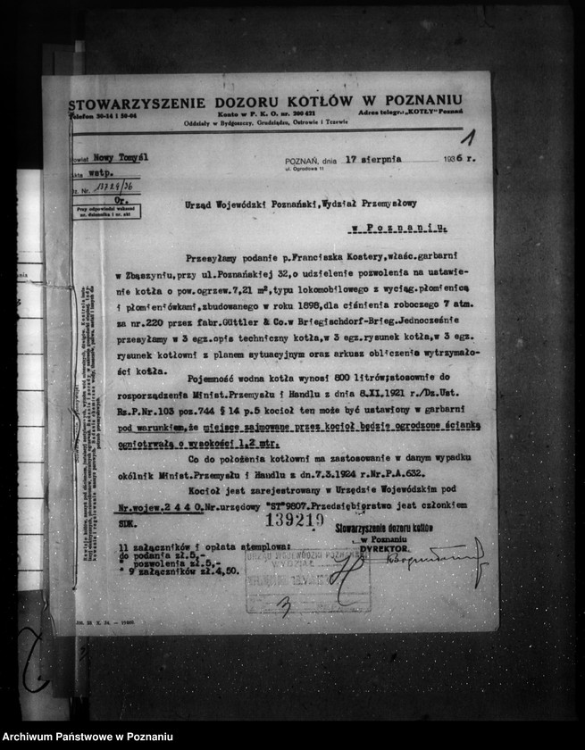 Obraz 5 z jednostki "Garbarnia Fr. Kosteszy w Zbąszyniu pow. nowotomyski, nr woj. kotła 2440"