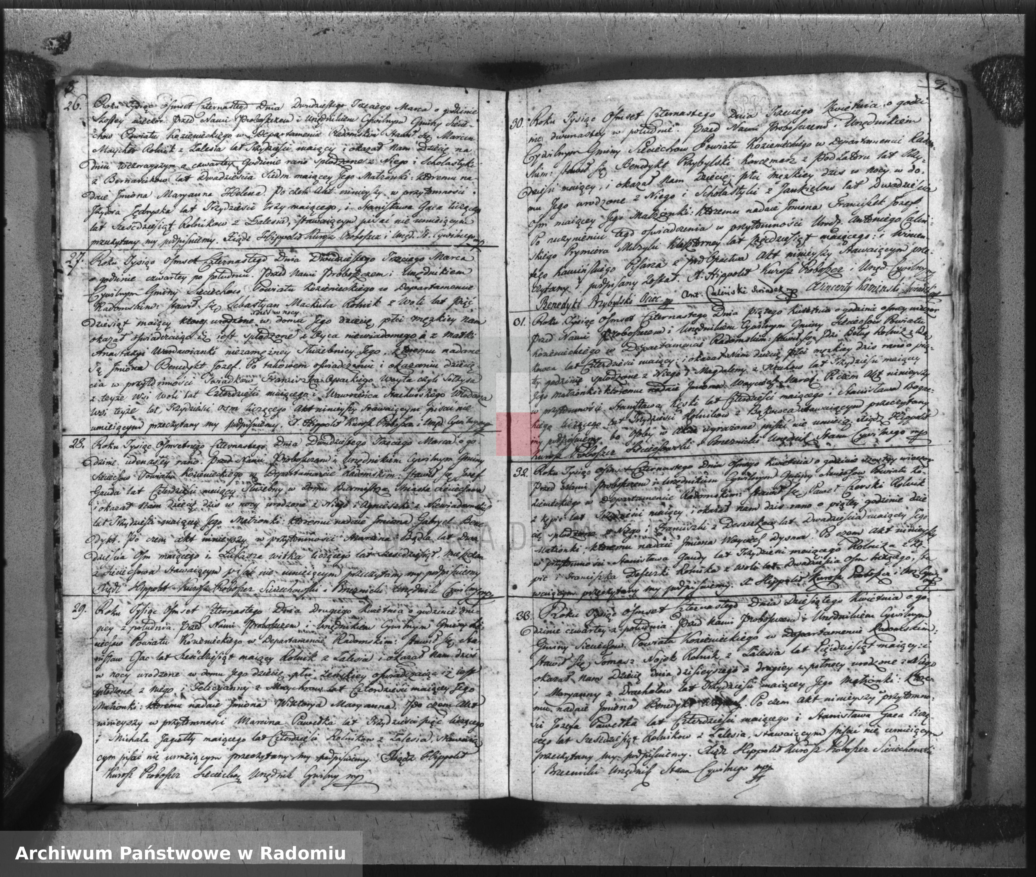 Skan z jednostki: Akta Stanu Cywilnego parafii Sieciechowskiey 1814