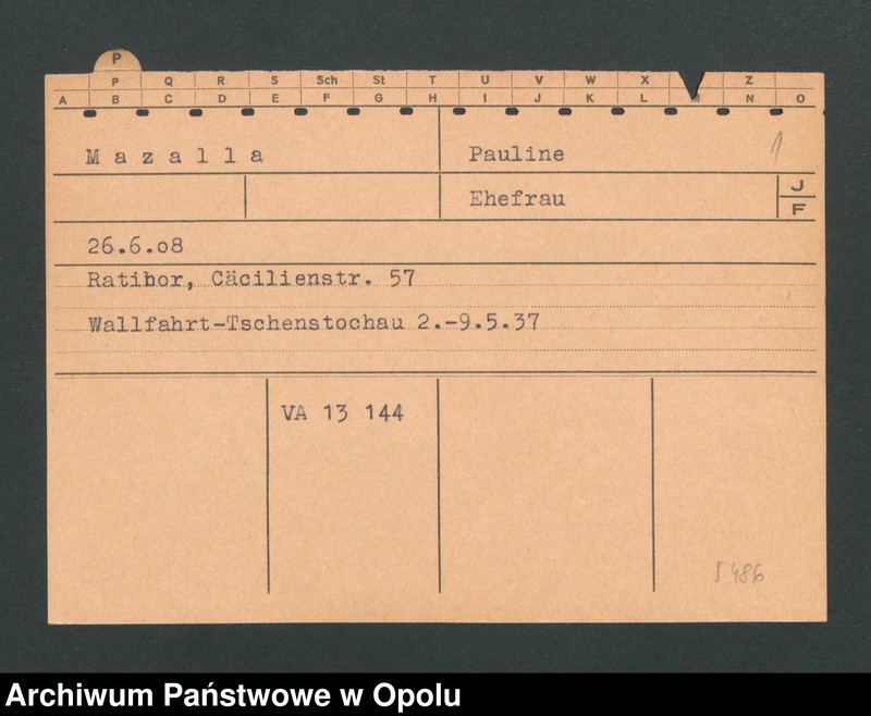 Obraz 3 z jednostki "[Mazalla Pauline, ur. 26.6.1908, zam. Ratibor]"