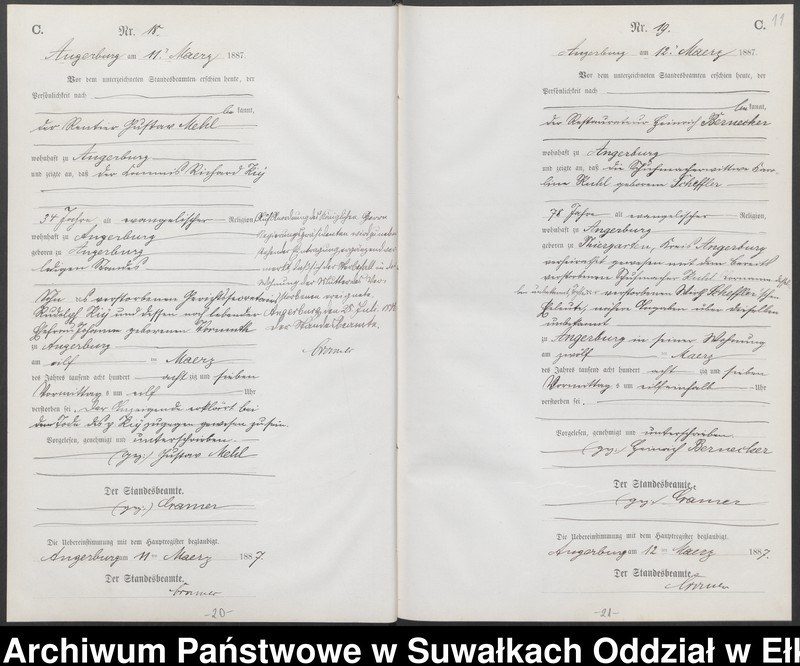 image.from.unit.number "Sterbe-Neben-Register des Preussischen Standes-Amtes der Stadt Angerburg Kreis Angerburg"