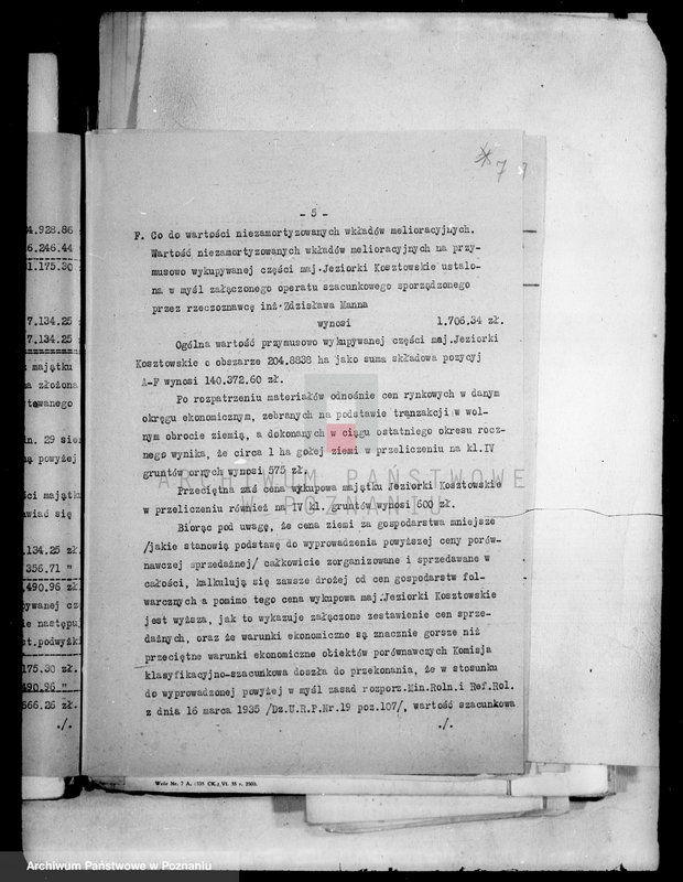 Obraz 11 z jednostki "Operat szacunkowy gruntów przymusowo-wykupionych z majątku Jeziorki Kosztowskie powiatu wyrzyskiego"