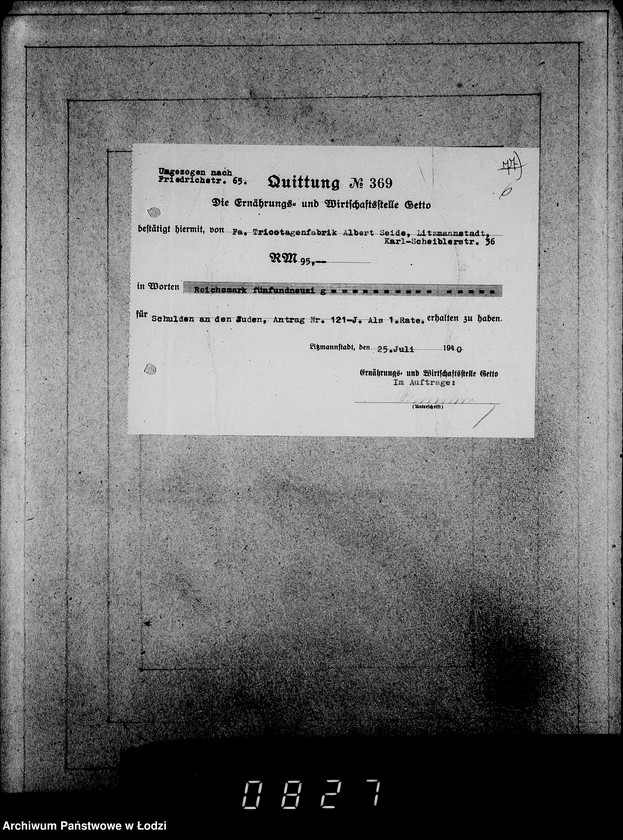 Obraz 10 z jednostki "J.121-135 [Wnioski Żydów w Getcie o zwrot długów za wzięty na kredyt towar przez kupujących]"