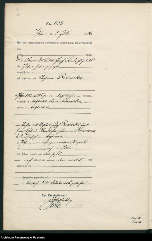 Obraz 10 z jednostki "Księga miejscowa zgonów tom III"