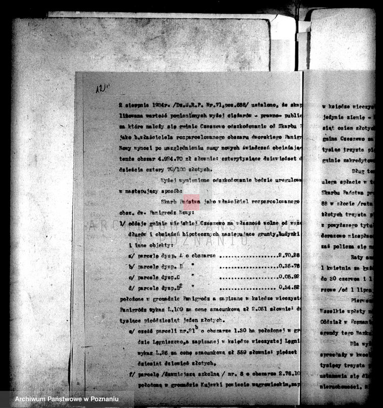 Obraz 19 z jednostki "Przewłaszczenie ziem dotacyjnych Panigródz powiat wągrowieckiego"