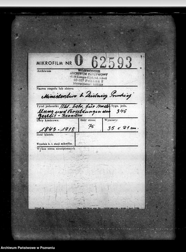 Obraz 2 z jednostki "Akta betr. fuer Anstellung und Versetzungen der Gestuet - Beamten."