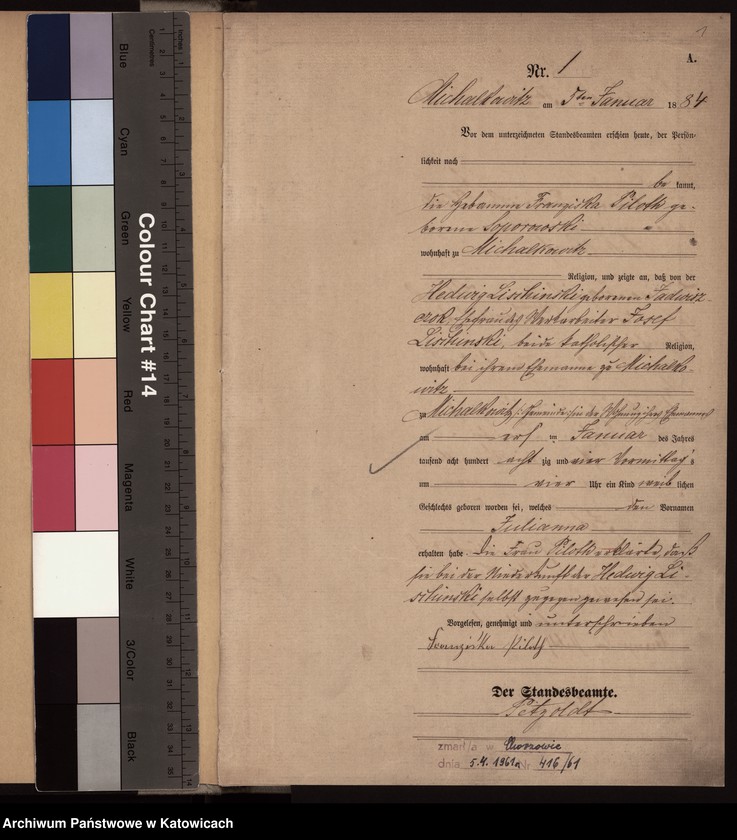 Obraz z jednostki "[Księga urodzeń za rok 1884, nr 1-105]"