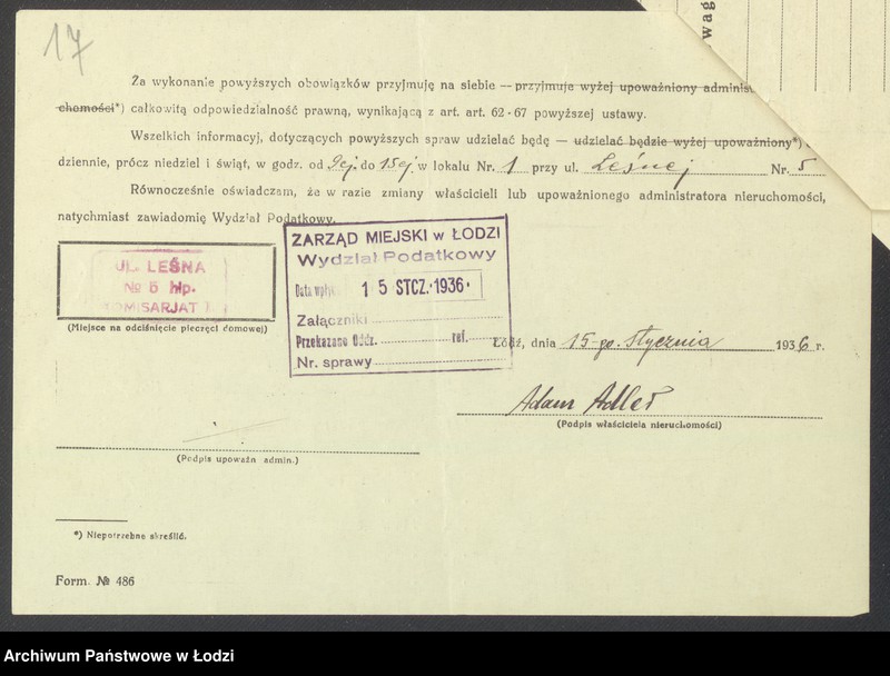 Obraz 19 z jednostki "Księga inwentarzowa nieruchomości m. Łodzi ul. Leśna"