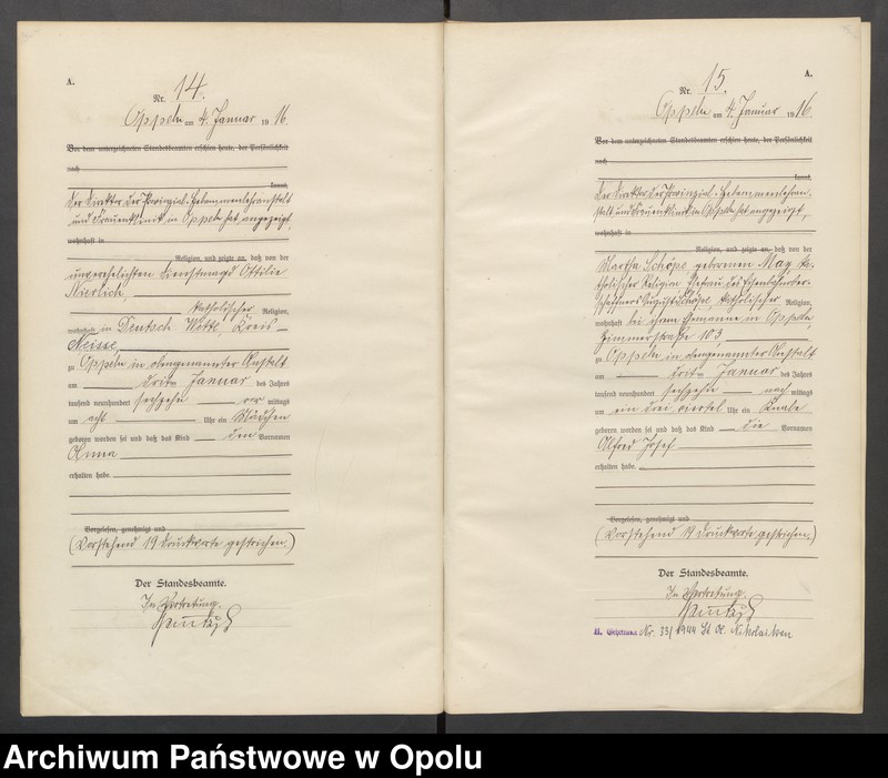 image.from.unit.number "Urząd stanu Cywilnego Opole Księga Urodzeń Rok 1916 1-395"