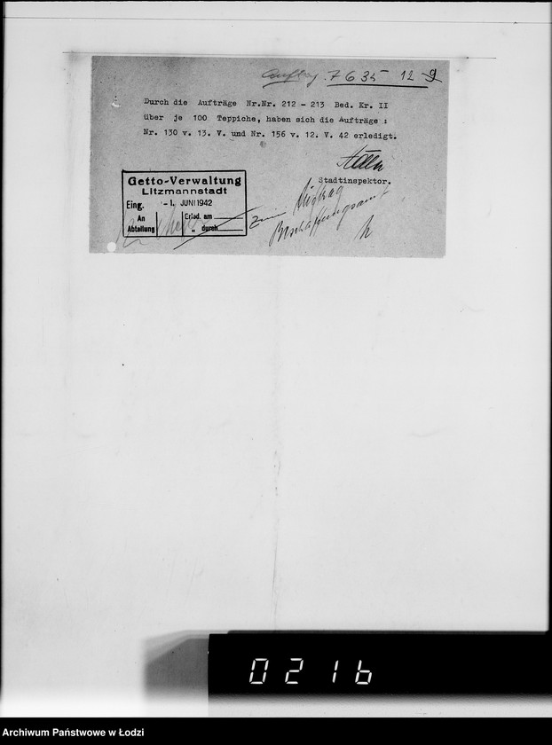 Obraz 16 z jednostki "Warenverwertung am Lager 99. [Aufträge] 7601-7640"