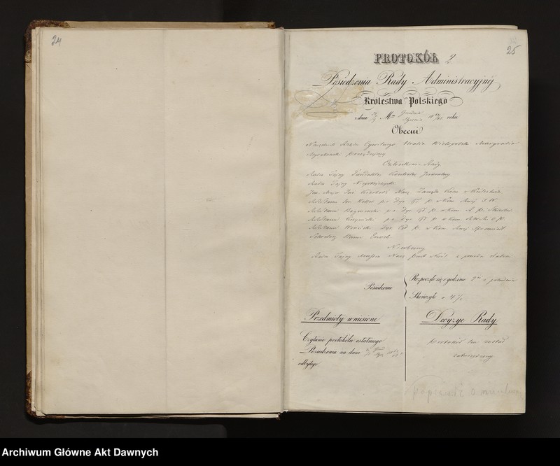 image.from.unit.number "[Protokoły posiedzeń Rady Administracyjnej Królestwa Polskiego, nr 1 - 20]."