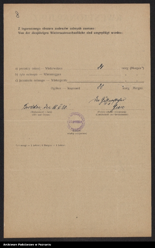 Obraz 10 z jednostki "[Kwestionariusze dotyczące obszaru ozimin zaoranych, powiat gniewski]"