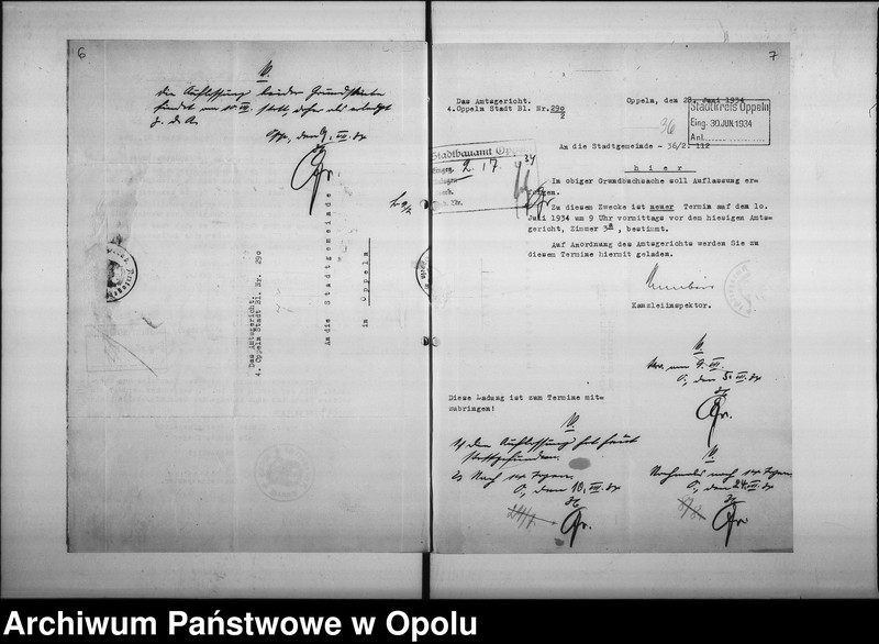 Obraz 8 z jednostki "[Dotyczy rozbudowy kościółka św. Sebastiana w Opolu, odstąpienia parceli przez gminę miejską na powyższy cel]"