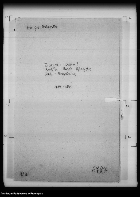 image.from.unit.number "[Kopie ksiąg metrykalnych parafii Posada Rybotycka z filią Borysławka (dekanat Dobromil)]"