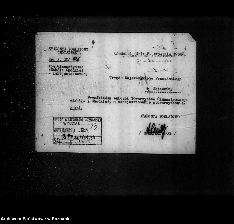 Obraz 5 z jednostki "/Towarzystwo Gimnastyczne Sokół w Chodzieży - rejestracja/"