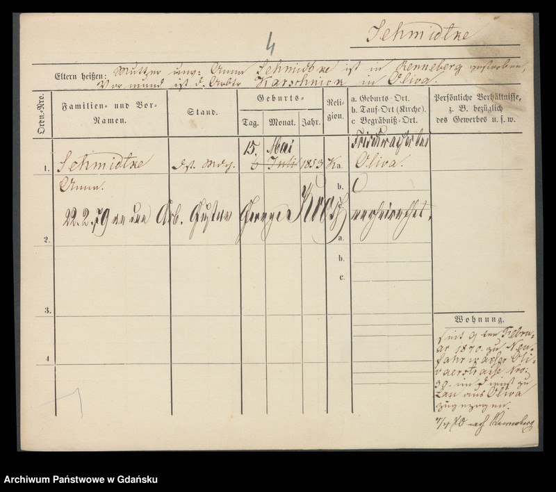 image.from.unit.number "Karty meldunkowe: Schmidtke - Schmirgalski"