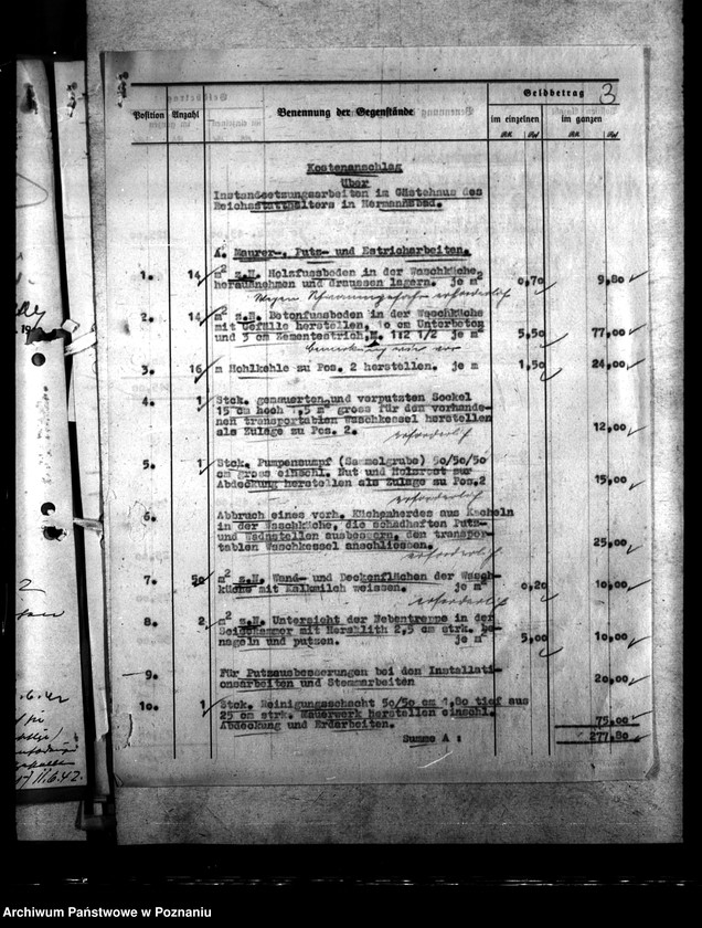 Obraz 7 z jednostki "Instandsetzungsarbeiten im Gästehaus des Gauleiters in Hermannsbad (Ciechocinek)"