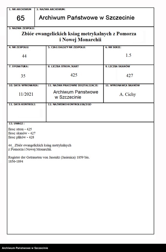 image.from.unit.number "Register der Getraueten von Jasenitz (Jasienica) 1859 bis."