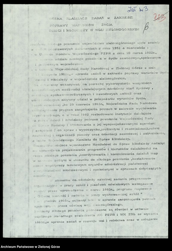 image.from.unit.number "Protokóły z posiedzeń Prezydium Wojewódzkiej Rady Narodowej w Zielonej Górze; Nr 25 - 27 "