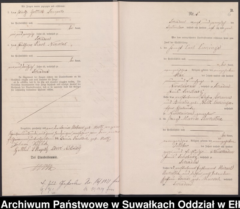image.from.unit.number "Heiraths-Haupt-Register des Königlich Preussischen Standes-Amtes Schaden Kreis Sensburg"