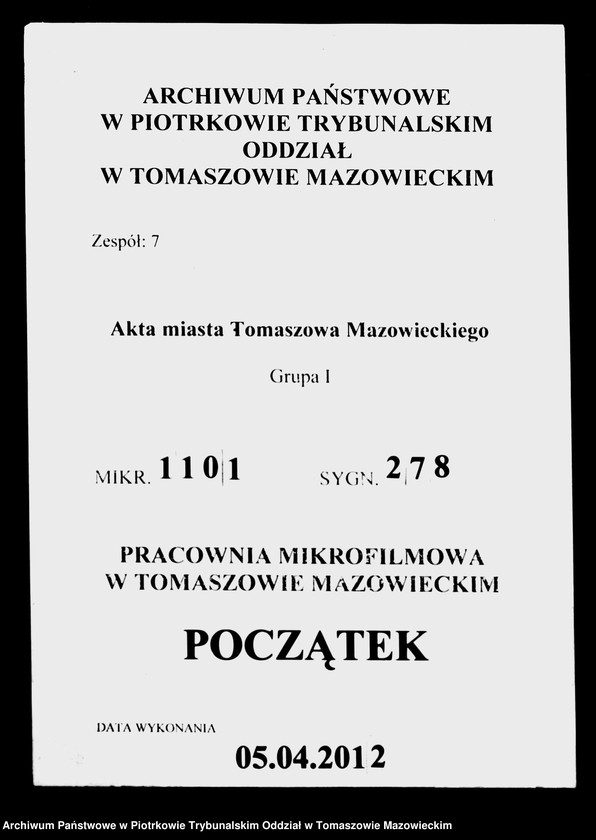 image.from.unit.number "Księga Ludności miasta Tomaszowa Mazowieckiego od nr 1 do nr 259"
