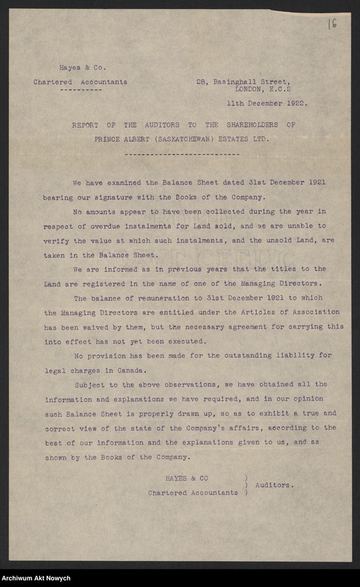 image.from.unit.number "Prince Albert (Estates) Limited (London). Sprawozdania i zestawienia, raporty i korespondencja"