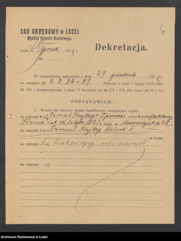 Obraz 8 z jednostki "Szmul Frajtag – sprzedaż kołder, waty i manufaktury"