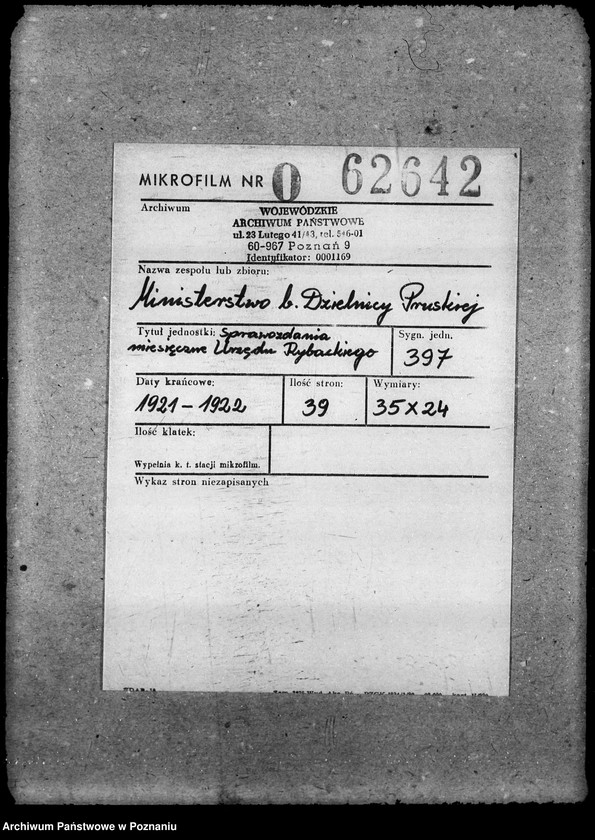 Obraz 2 z jednostki "Sprawozdania miesięczne Urzędu Rybackiego"