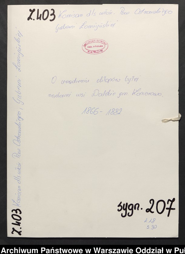 image.from.unit.number "O urządzaniu chłopów byłej rządowej wsi Dalekie, gm. Komorowo"