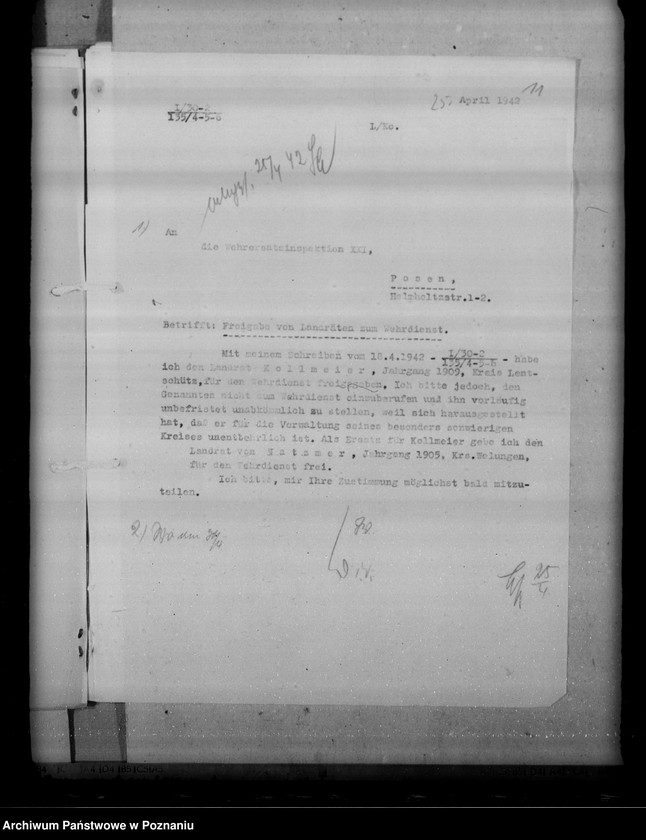 Obraz 18 z jednostki "Służba wojskowa landratów, Reg. Litzmannstadt (Łódź)"