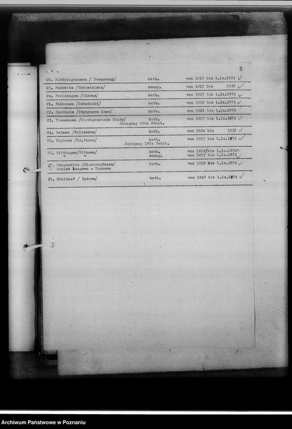 Obraz 12 z jednostki "Schriftwechsel mit den Amtsgerichten [korespondencja w sprawie ksiąg kościelnych, nazwy powiatów od A - L]"