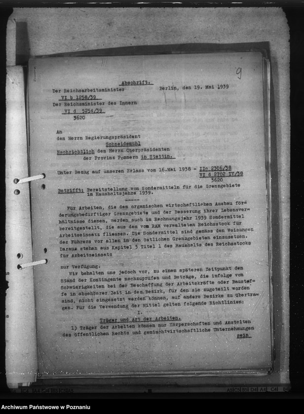 Obraz 13 z jednostki "Zarządzenia i sprawozdania w sprawie wykorzystania kredytów na umocnienie niemczyzny nad granicami państwa"