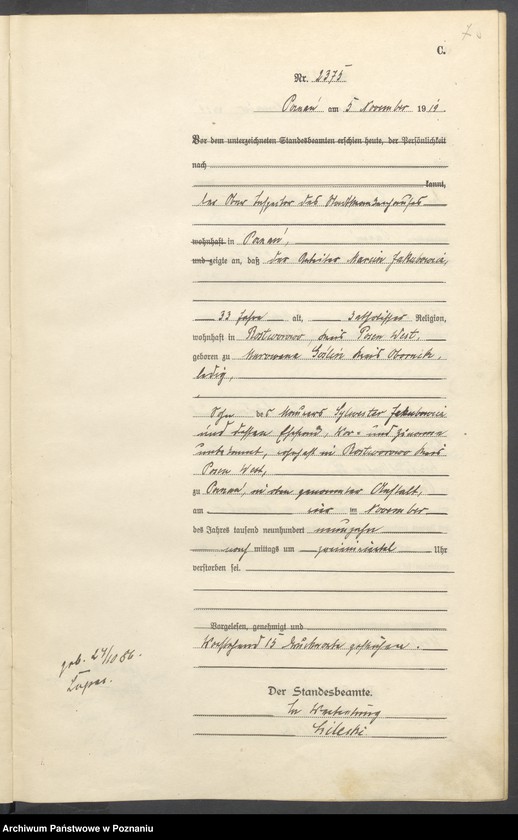 Obraz 9 z jednostki "Księga miejscowa zgonów tom VI [Rejestr główny zgonów]"