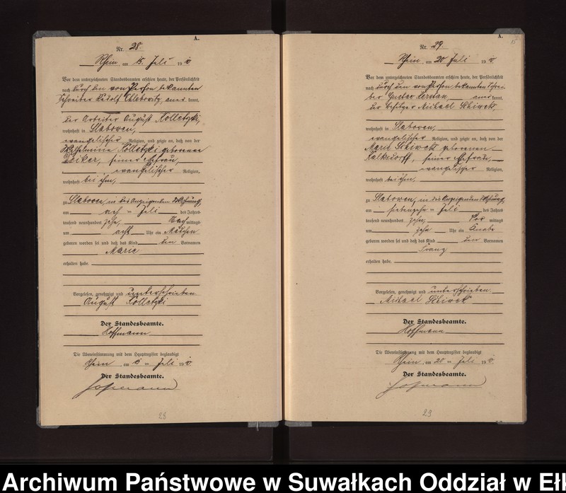 image.from.unit.number "Geburts-Neben-Register des Königlichen Preussischen Standes-Amtes Gneist Kreis Lötzen"