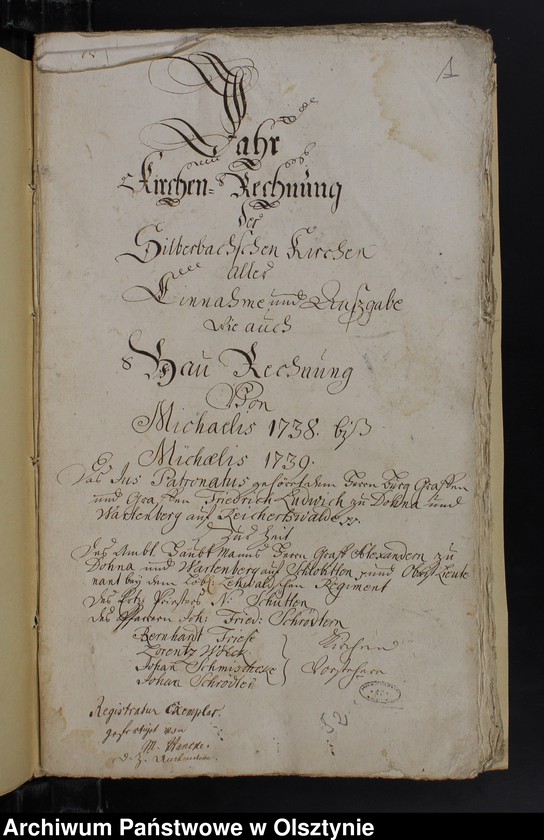 image.from.unit.number "Jahr Kirchen Rechnung der Silberbachschen Kirchen aller Einnahme und Ausgabe wie auch Bau-Rechnung"