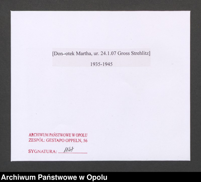Obraz 2 z jednostki "[Donotek Martha, ur. 24.1.1907 Gross Strehlitz]"