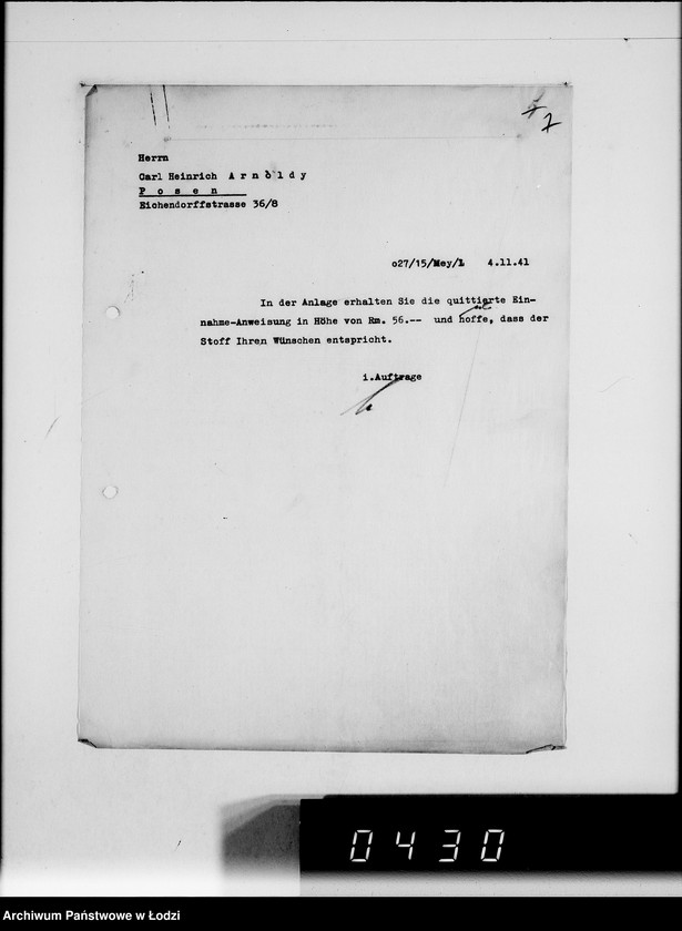 Obraz 11 z jednostki "C.H.Arnoldy Posen. [Korespondencja z G.V.w sprawie zakupu towarów]"