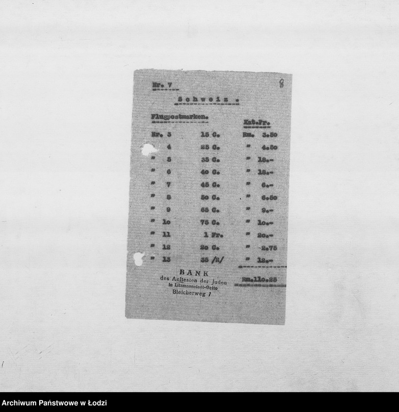Obraz 11 z jednostki "Banken [Korespondencja PSŻ z GV i bankami niemieckimi w sprawie przekazów pieniężnych dla wsiedlonych do getta Żydów z Rzeszy]"